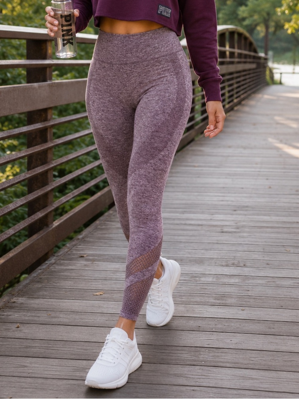 PINK Victoria's Secret‎ Seamless High Rise Leggings XS Heathered Mauve Mesh